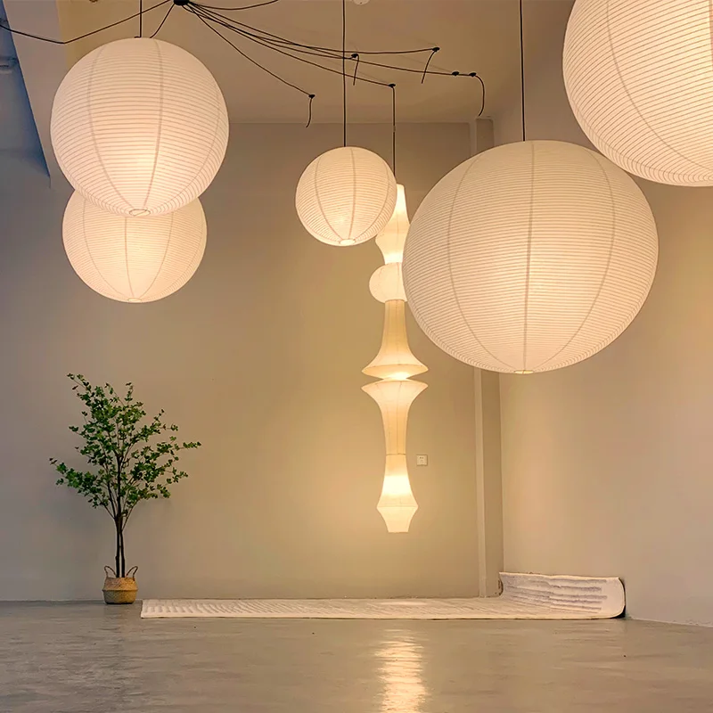 Kitchen Appliances In White - أضواء قلادة Noguchi اليابانية خمر ،